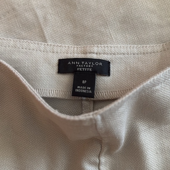 Ann Taylor Factory Linen Blend Crop Sailor Pants,size 8P,natural color,side zip - Picture 8 of 12